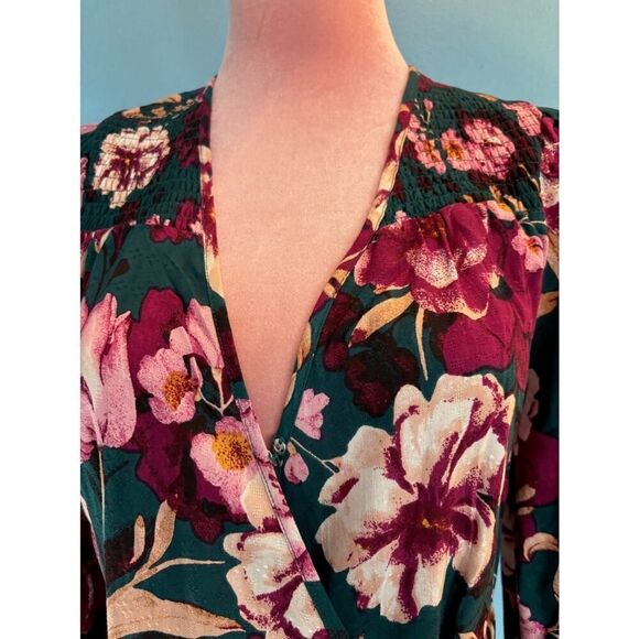 NWT Band of the Free 1/2 Wrap Dress Pine Plum 1/2 Elastic Waist Ruffle Hem M - Picture 11 of 13